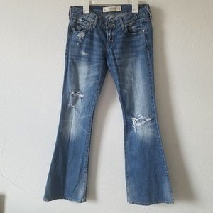 ABERCROMBIE & FITCH DISTRESSED MADISON FLARE JEANS size 25W x 31L